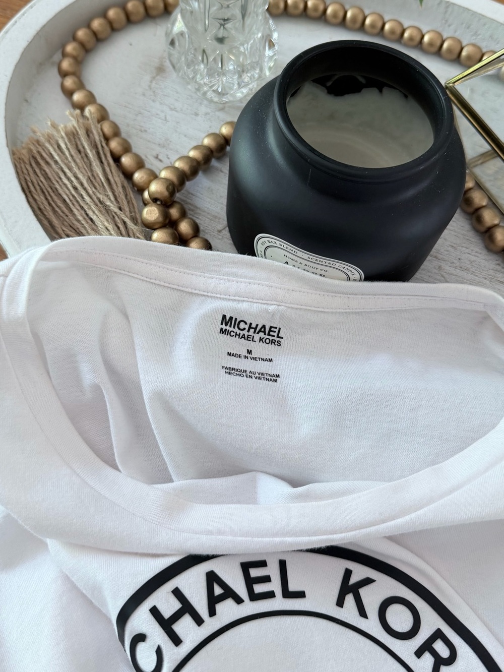 2 Piece Michael Kors Signature Logo T Shirt Jogger Sweatpant Set Black White M - Picture 15 of 16